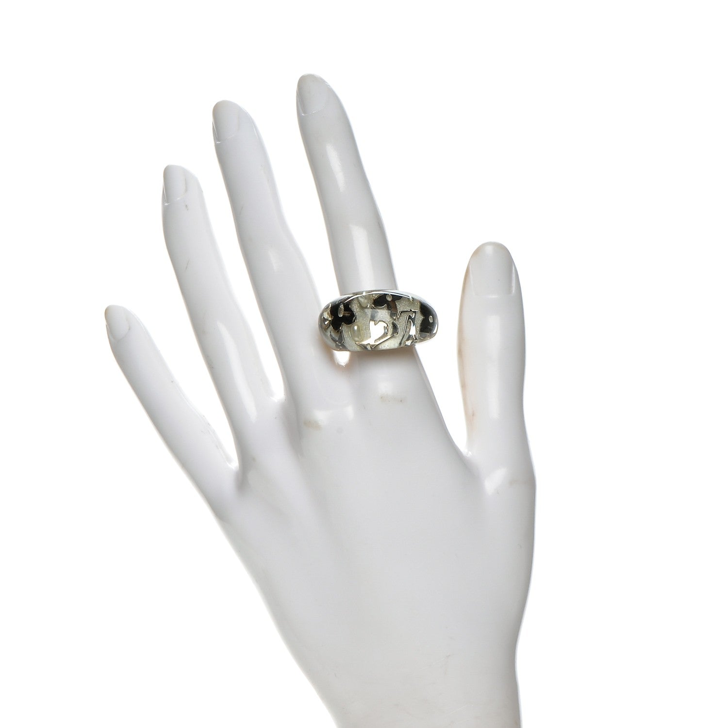 Louis Vuitton Resin Swarovski Crystal Inclusion Ring M Grey 2 of 4