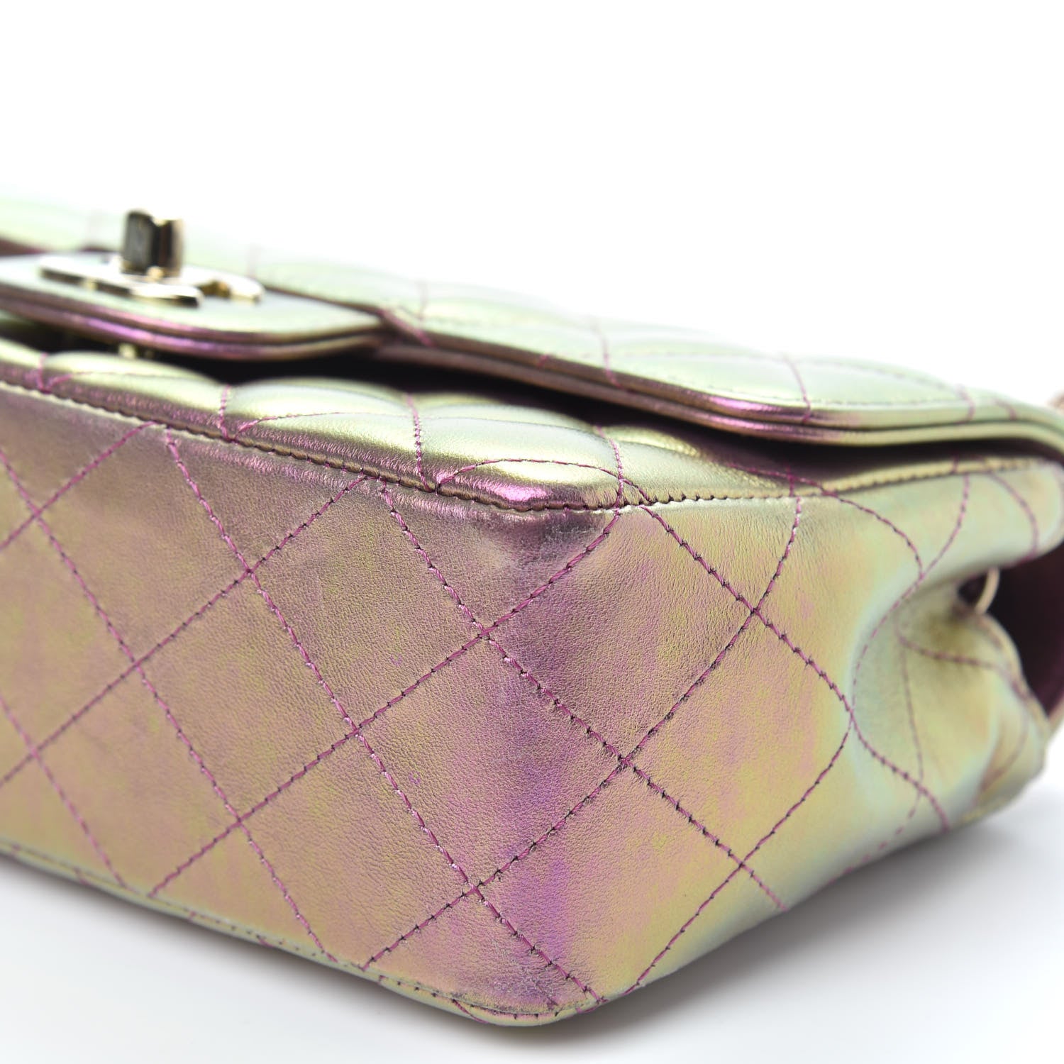 Chanel Iridescent Lambskin Quilted Mini Rectangular Flap Purple 9 of 14