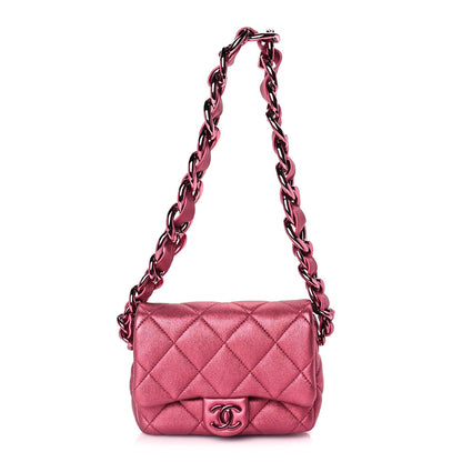 Chanel Metallic Lambskin Quilted Mini Lacquered Chain Flap  Pink 1 of 9