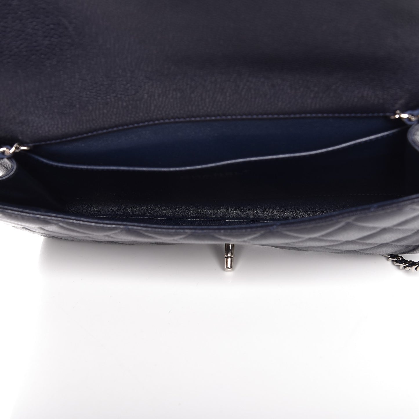 Caviar Quilted Clutch With Chain Flap Blue