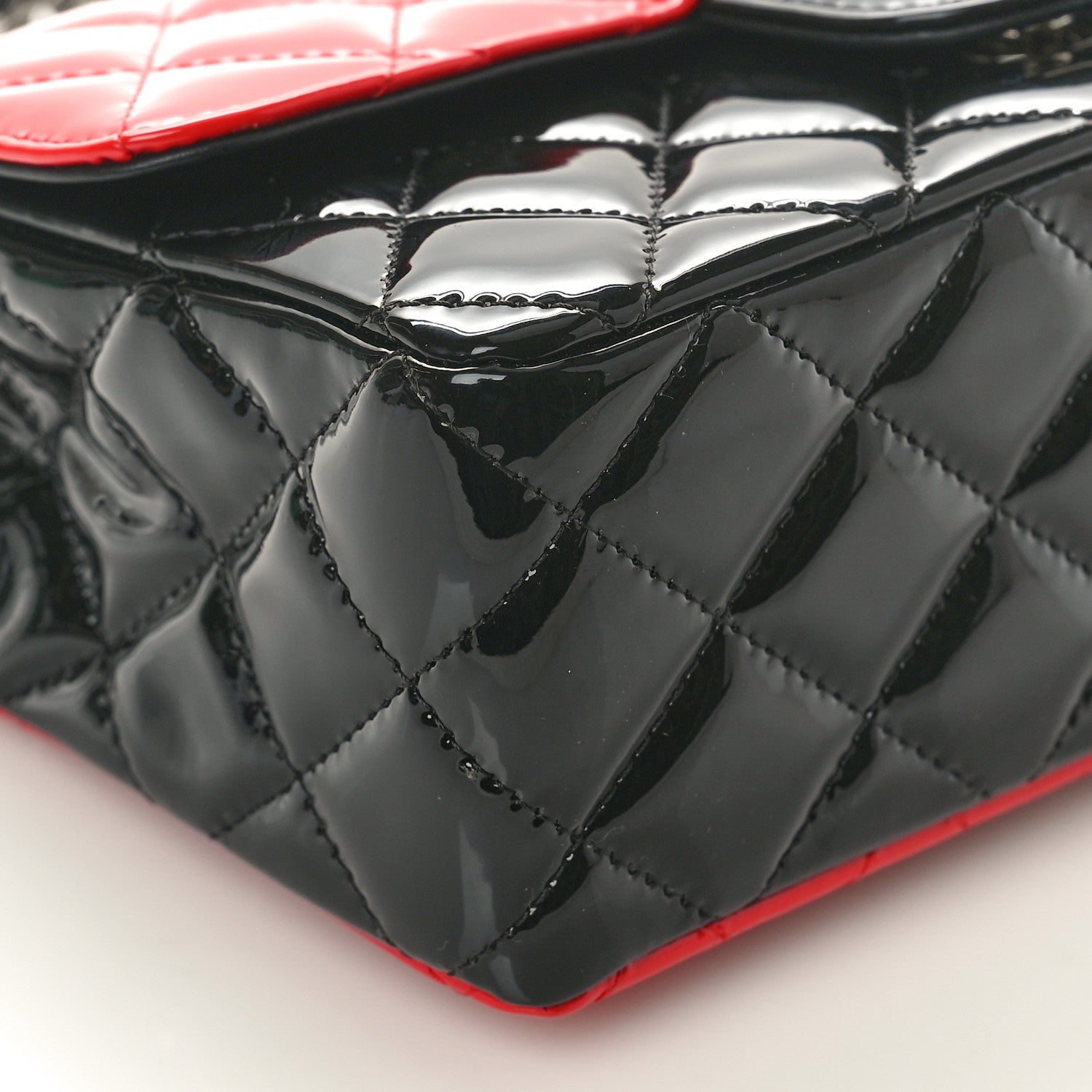 Chanel Patent Calfskin Quilted Bi-Color Mini Rectangular Flap Black Red 9 of 10