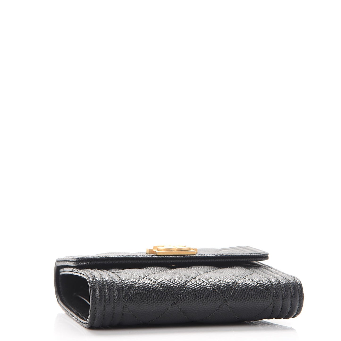Caviar Quilted Compact Boy Wallet Black