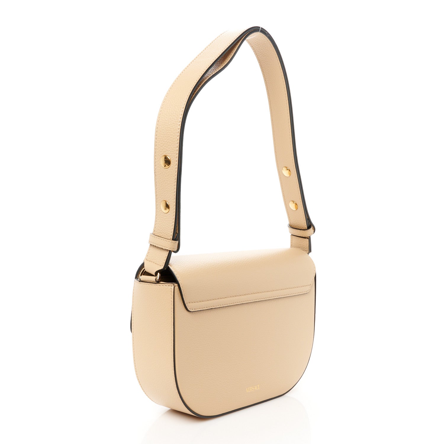 Versace Grained Calfskin Virtus Crossbody Bag Beige 3 of 12