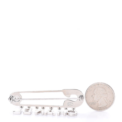 Chanel Crystal Safety Pin Brooch Silver 3 of 4