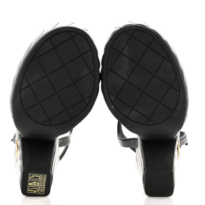 Chanel Shiny Lambskin Quilted Platform Sandals 39 Black 6 of 12