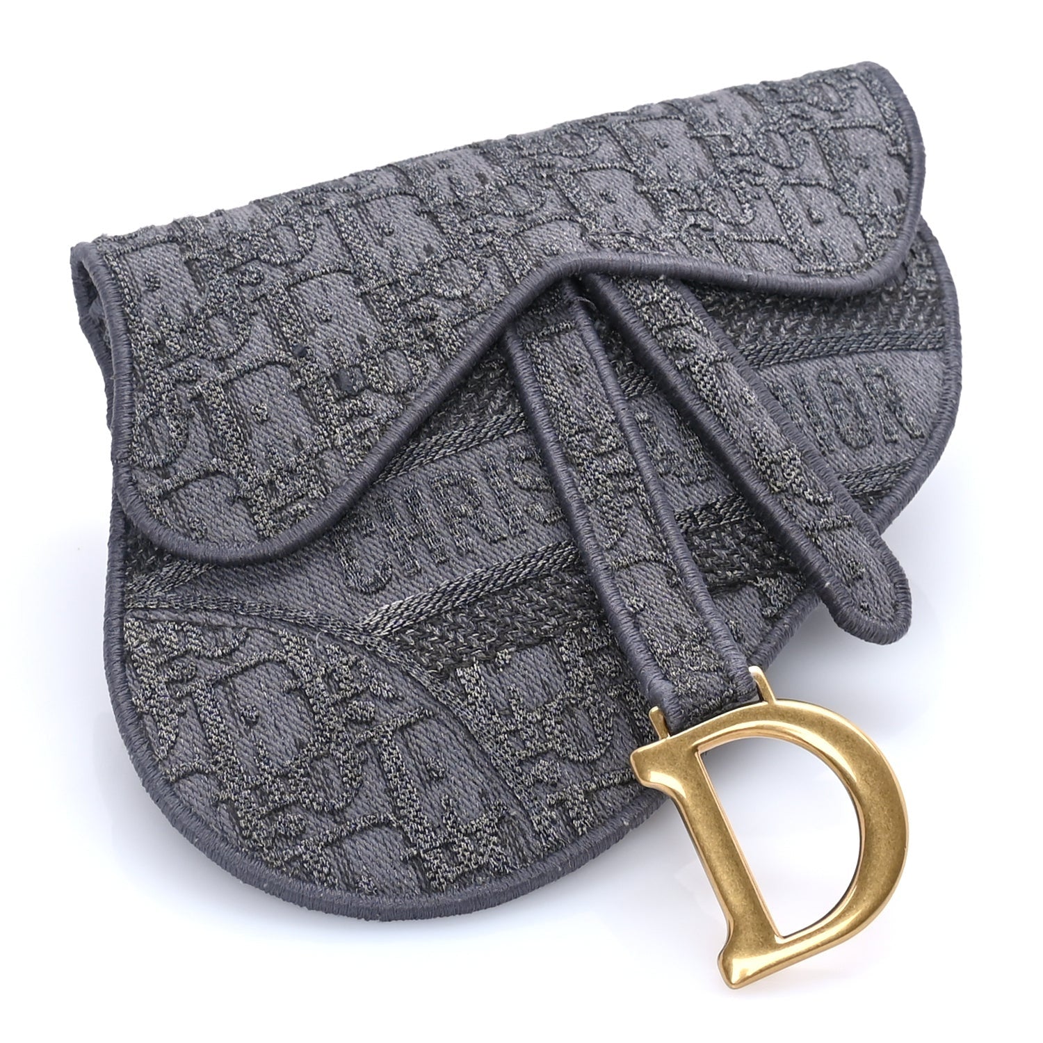 Christian Dior Oblique Embroidered Saddle Belt Pouch  Grey 3 of 7