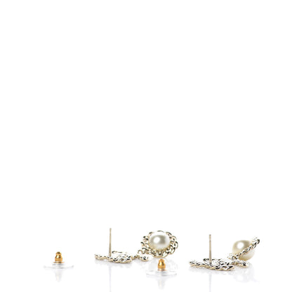 Chanel Crystal Pearl Pearls Coronation CC Drop Earrings Gold 3 of 5