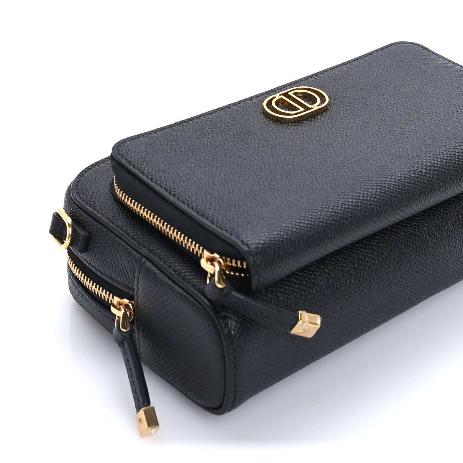 Christian Dior Grained Calfskin Caro Double Pouch Black 7 of 7