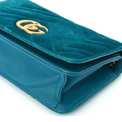 Gucci Velvet Matelasse GG Marmont Mini Bag Pavone Cyan 8 of 8