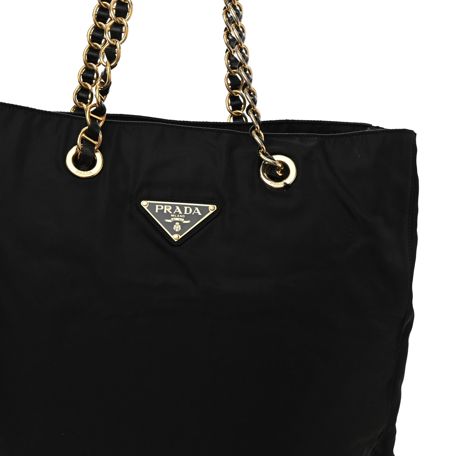 Prada Tessuto Nylon Chain Shoulder Bag Black 8 of 12