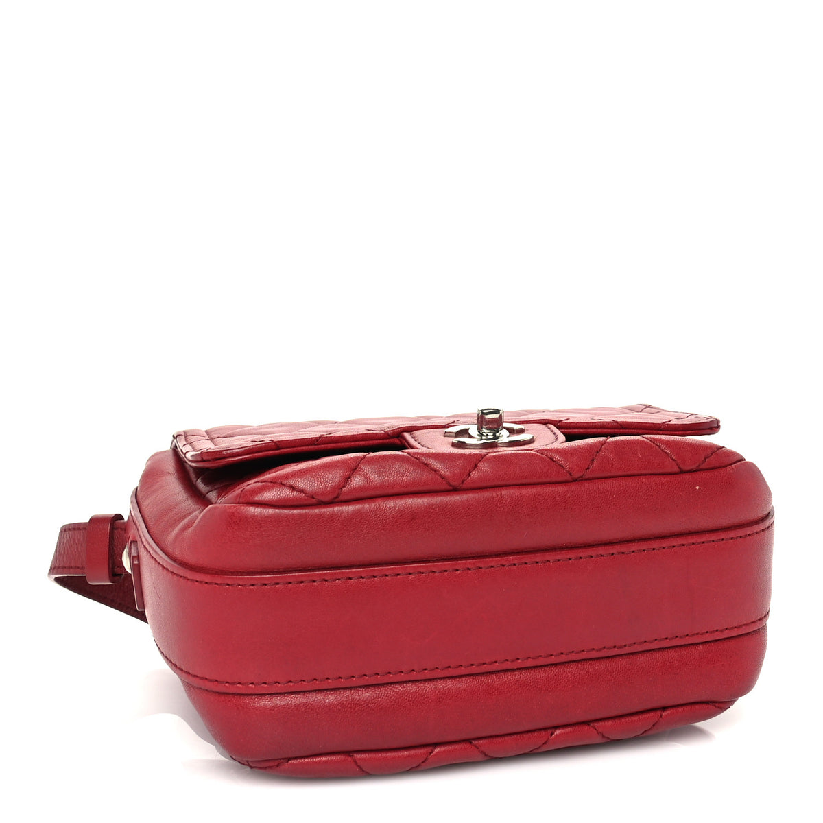 Chanel Lambskin Quilted Messenger Bag Red 3 of 9