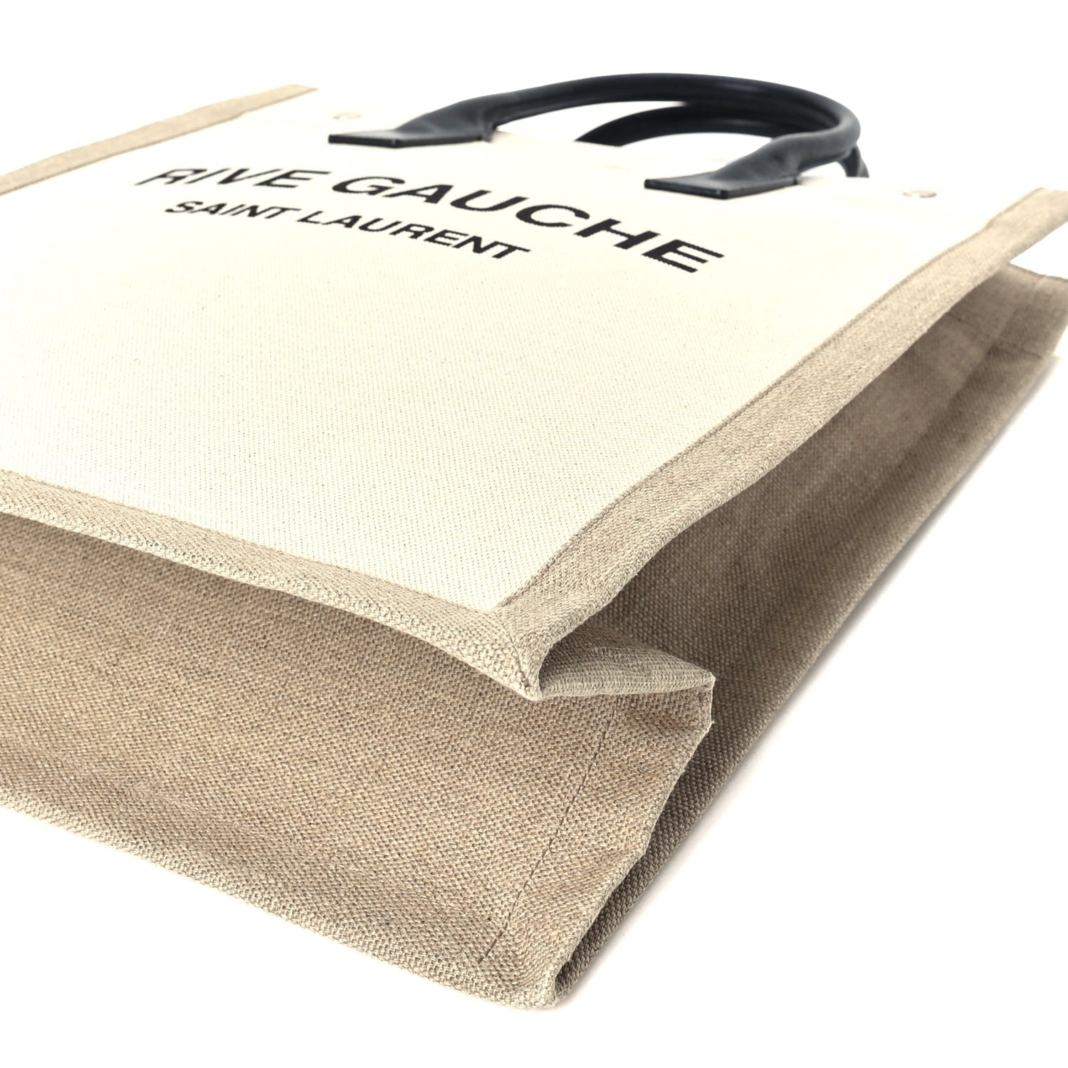 Saint Laurent Linen Calfskin Rive Gauche North South Tote Optic White 8 of 8