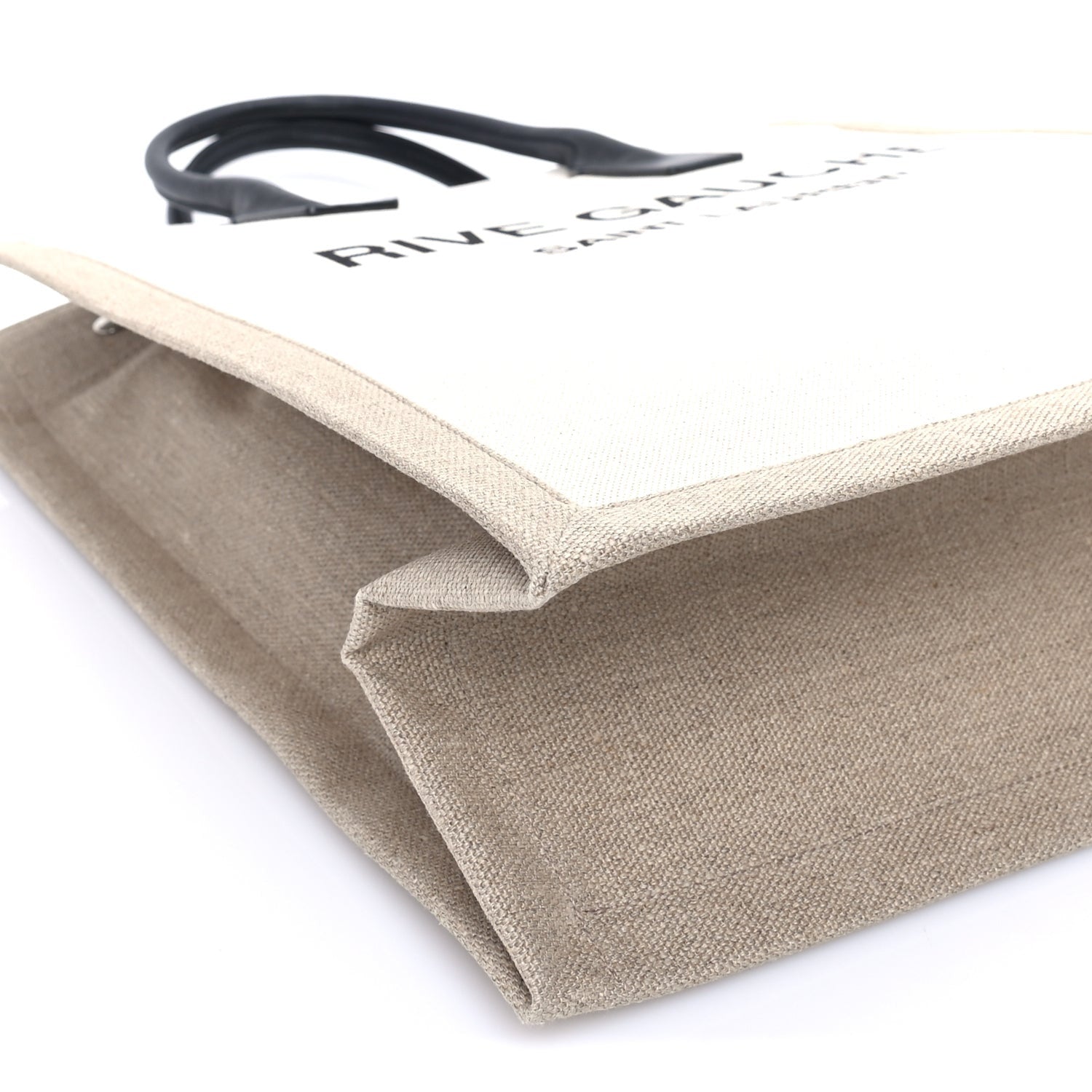 Saint Laurent Linen Calfskin Rive Gauche North South Tote Optic White 7 of 7