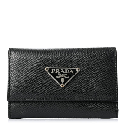 Prada Saffiano Metal 6 Key Holder Black 1 of 8