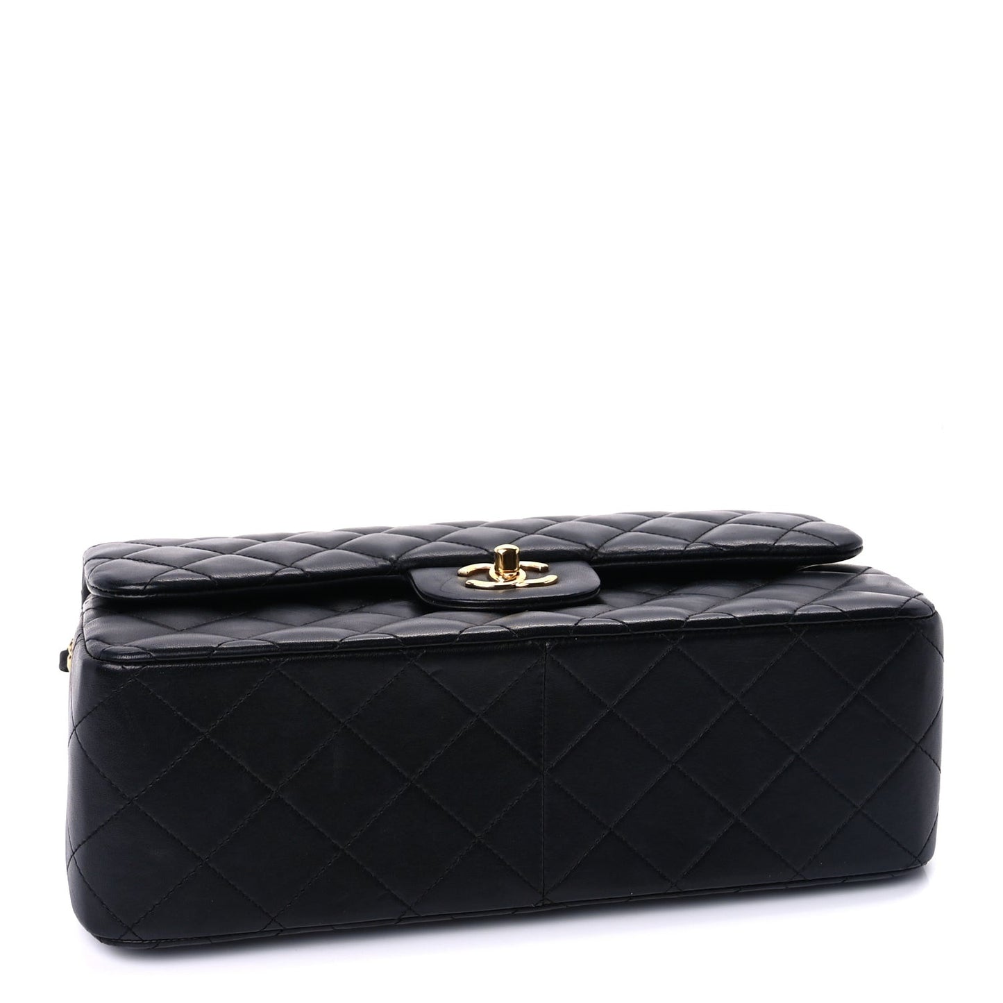 Lambskin Quilted Jumbo Double Flap  Black