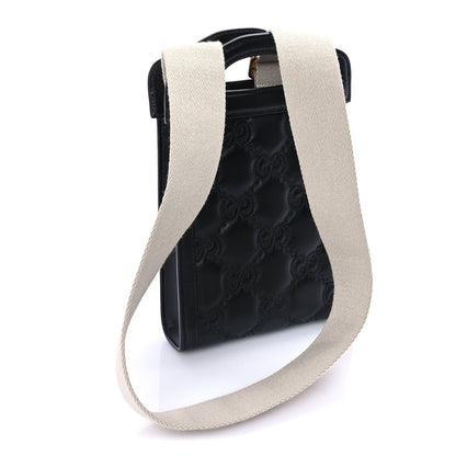 Gucci Calfskin GG Matelasse Mini Top Slip Handle Crossbody Bag  Black Natural 2 of 8
