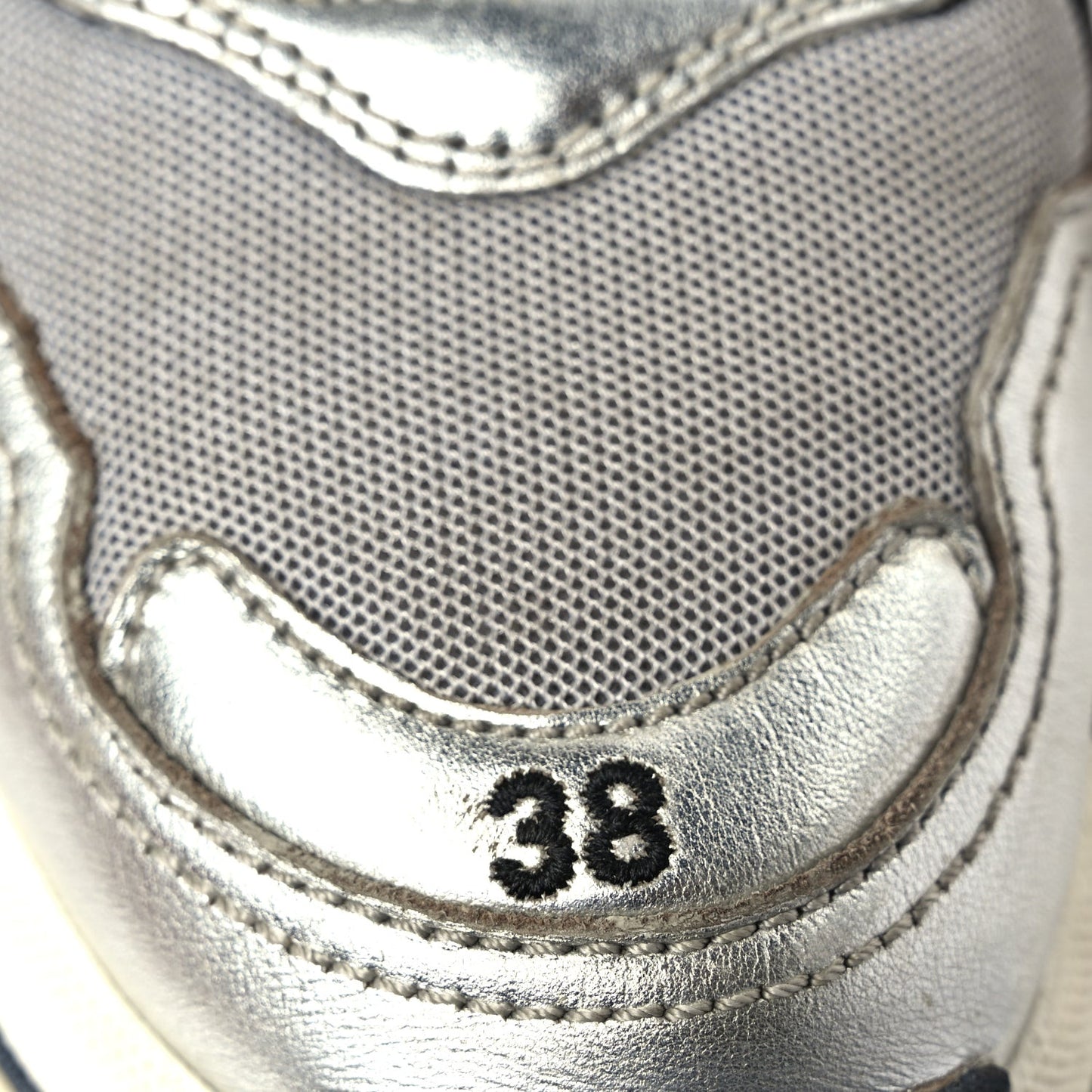 Mesh Nubuck Womens Triple S Sneakers 38 Black Argent