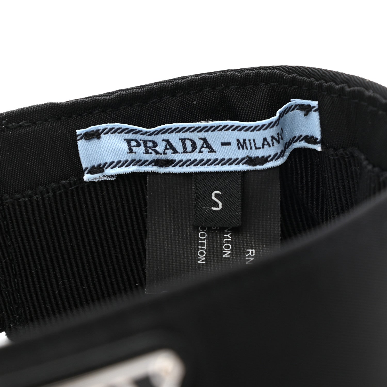 Prada Nylon Triango Metal Triangle Logo Womens Visor S Black 6 of 7