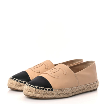Chanel Lambskin CC Espadrilles 37 Beige Black 4 of 10