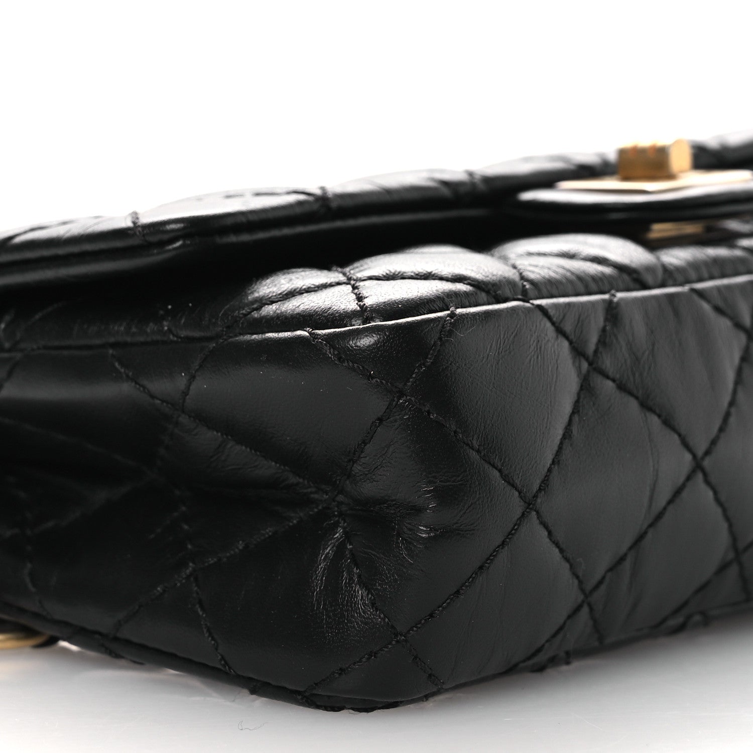Chanel Aged Calfskin Quilted 2.55 Reissue Flap Belt Bag Clutch Black 9 of 11