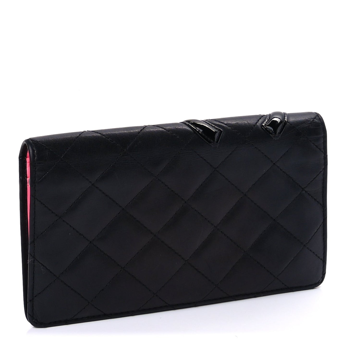 Calfskin Quilted Cambon Yen Wallet Black