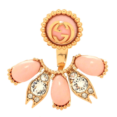 Resin Crystal Single GG Earring Pink Gold