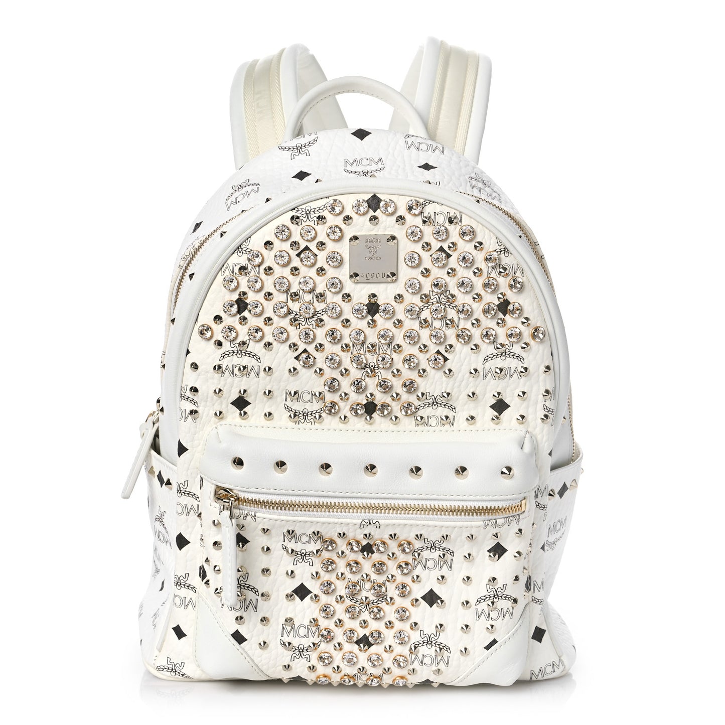 Visetos Swarovski Studded Small Diamond Backpack White