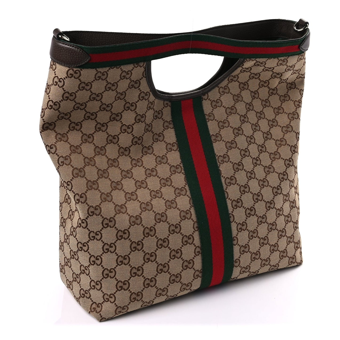 GG Monogram Web Large Giglio Tote Beige Brown