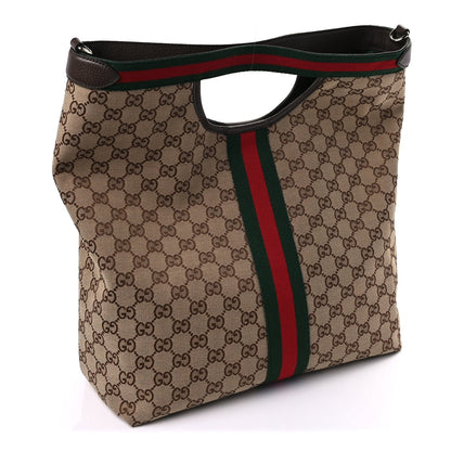 Gucci GG Monogram Web Large Giglio Tote Beige Brown 3 of 7