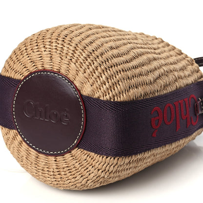 Chloe X MIFUKO Raffia Calfskin Small Woody Basket Shoulder Bag Purple Red 8 of 8
