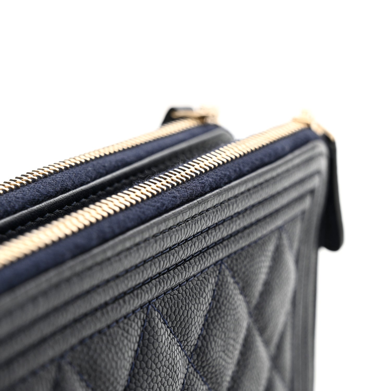 Chanel Caviar Quilted Small Boy Clutch With Chain Dark Blue 12 of 12