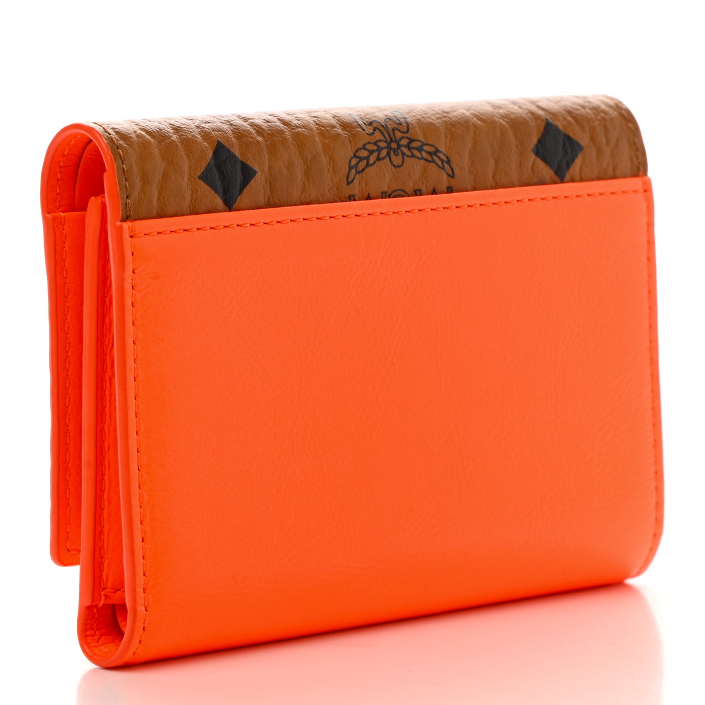 Visetos Patent Trifold Wallet Cognac Orange