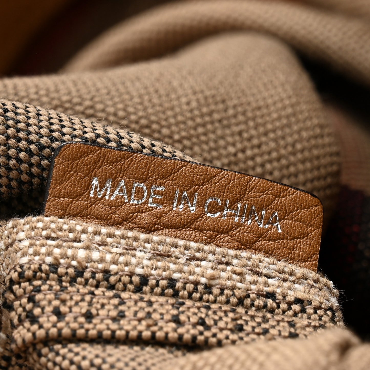 Grainy Calfskin Canvas Mega Check Medium Ashby Tassel Hobo Saddle Brown