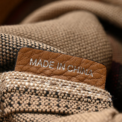 Burberry Grainy Calfskin Canvas Mega Check Medium Ashby Tassel Hobo Saddle Brown 7 of 12