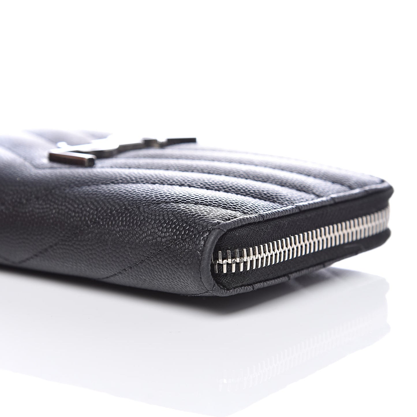 Grain De Poudre Matelasse Chevron Monogram Zip Around Wallet Black