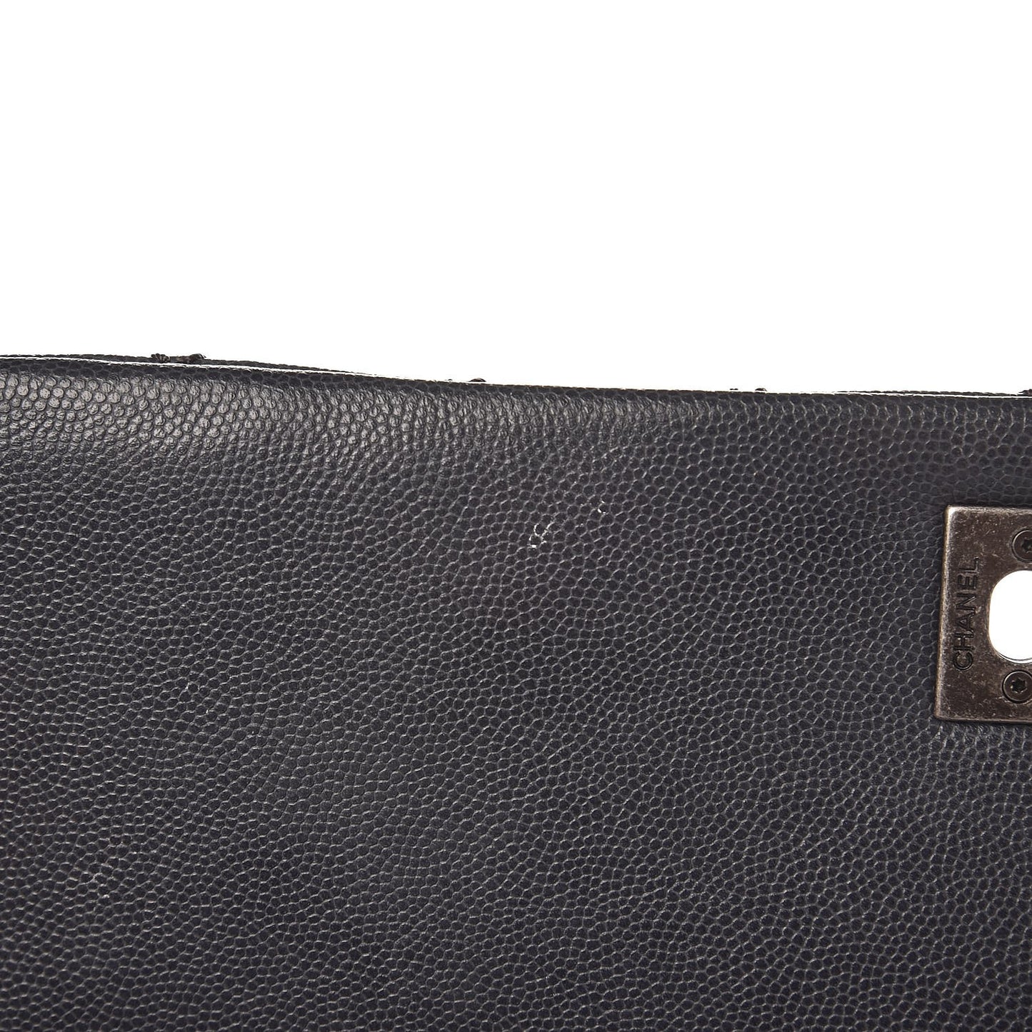 Caviar Quilted Large Coco Handle Flap Grey