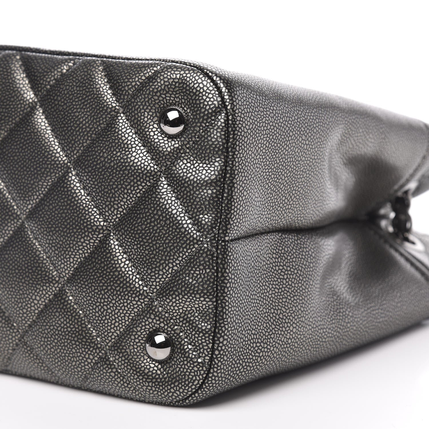 Chanel Metallic Caviar Quilted CC Timeless Tote Dark Silver 9 of 10