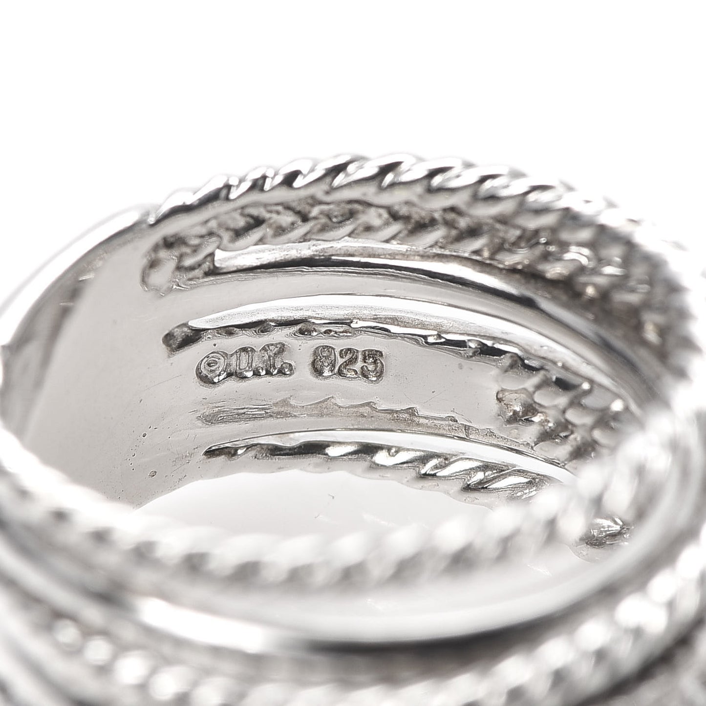 Sterling Silver Diamond 11mm Wide Crossover Cable Ring 52 6