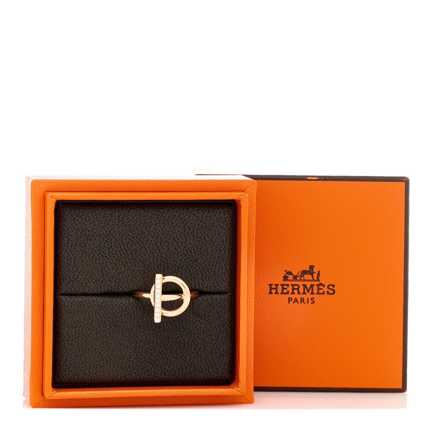 Hermes 18K Rose Gold Diamond PM Echappee Ring 54 6.75 6 of 6