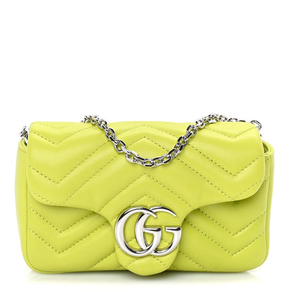 Gucci Lambskin Matelasse Mini GG Marmont Shoulder Bag Firefly 1 of 7