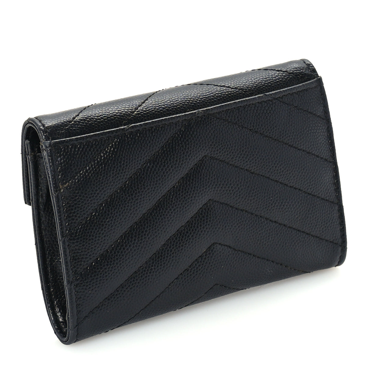 Grain De Poudre Matelasse Chevron Small Monogram Envelope Wallet Black