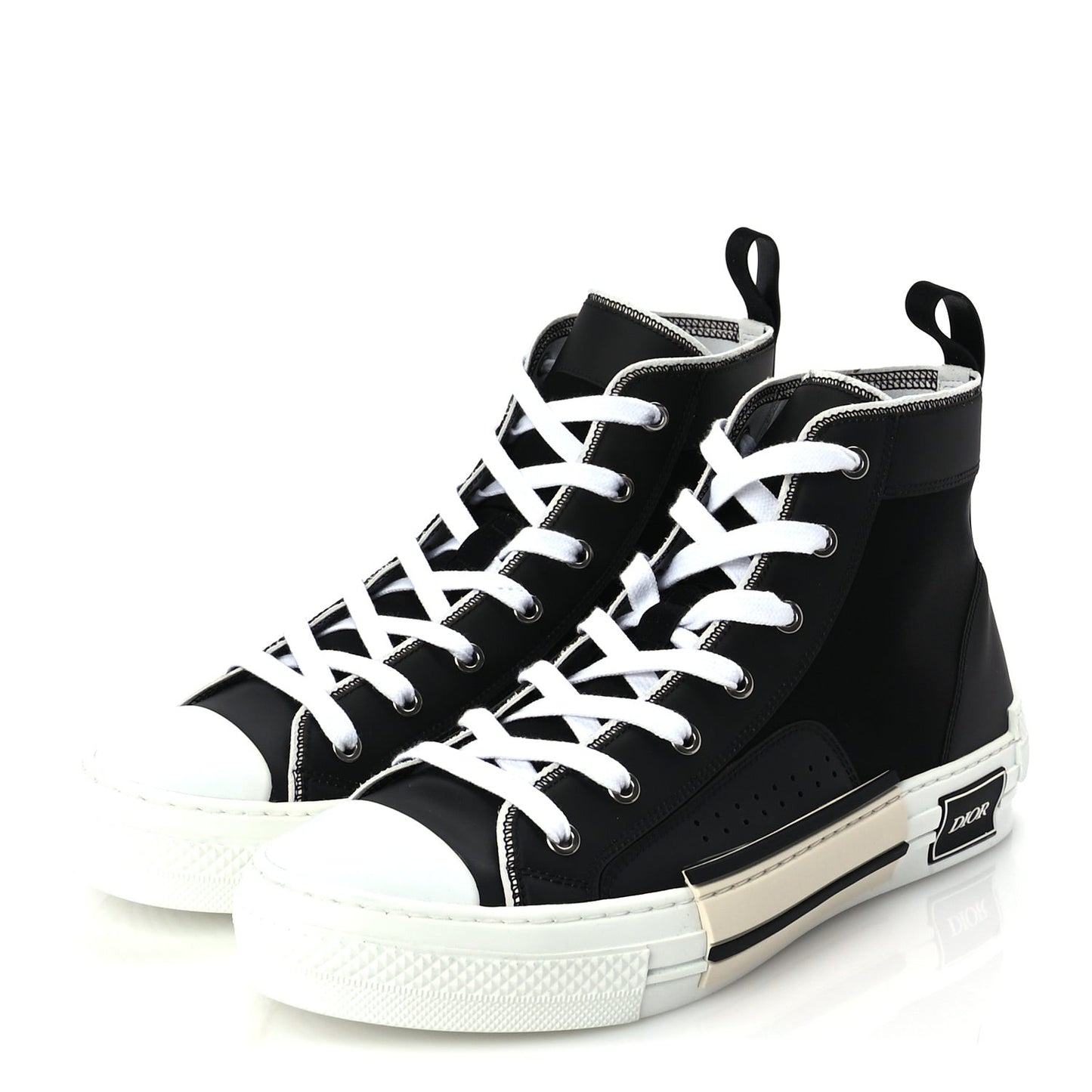 Nylon Calfskin Mens B23 High Top Sneakers 42.5 Black