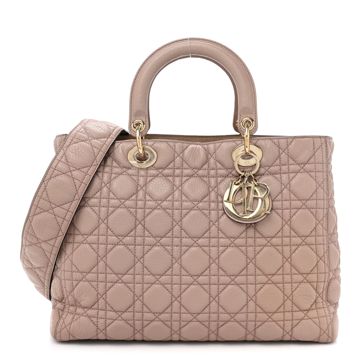 Grained Calfskin Cannage Large Lady Dior Light Pink