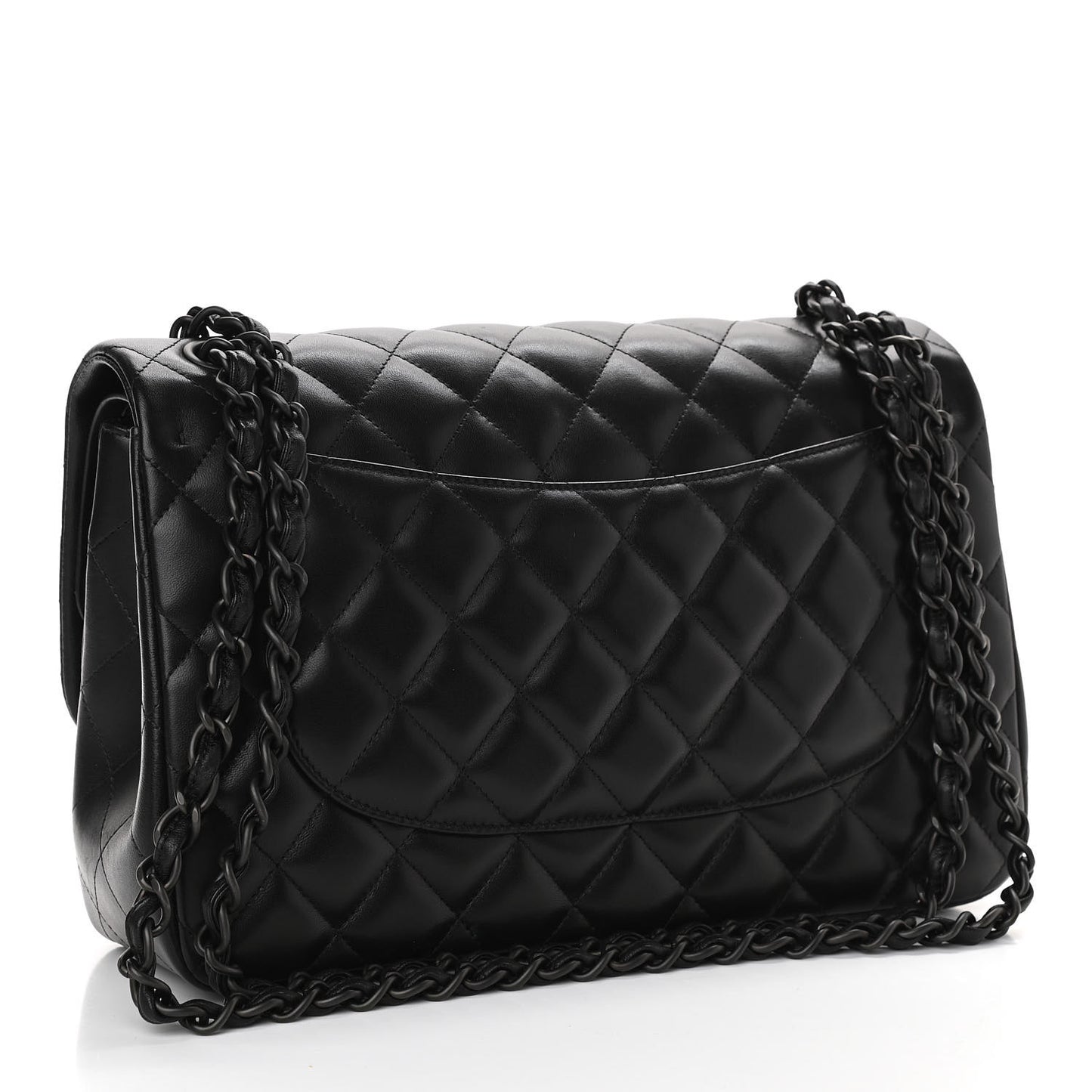 Lambskin Quilted Jumbo Double Flap So Black