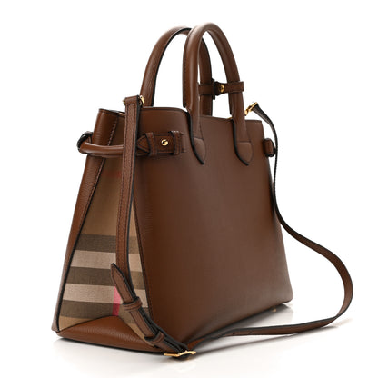 Burberry Grainy Calfskin House Check Medium Banner Tote Tan 3 of 11