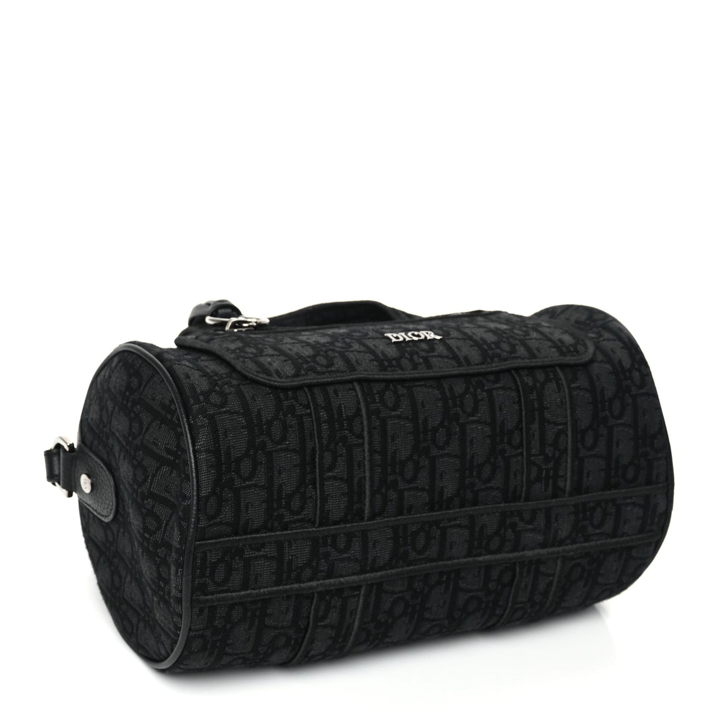 Oblique Jacquard Zipped Messenger Bag Black
