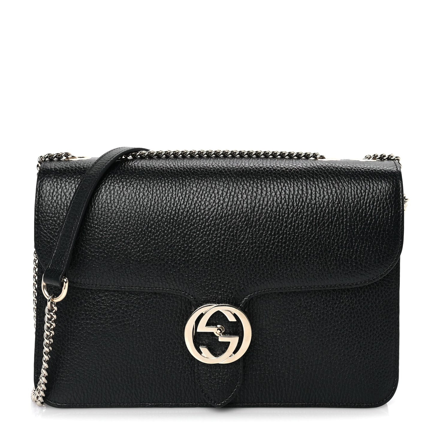 Dollar Calfskin Interlocking G Shoulder Bag Black