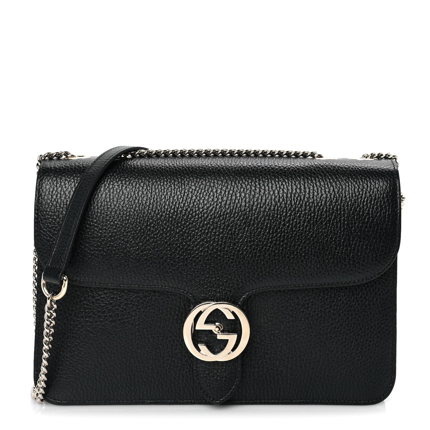 Gucci Dollar Calfskin Interlocking G Shoulder Bag Black 1 of 7