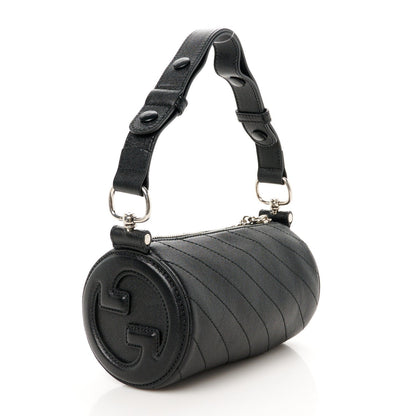 Gucci Sakai Be Green Calfskin Diagonal Stitched Mini Blondie Barrel Shoulder Bag Black 3 of 7