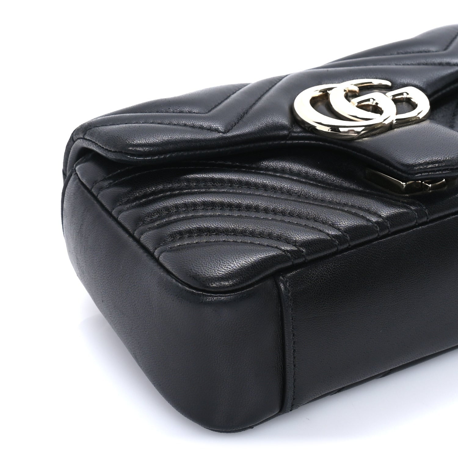 Gucci Lambskin Matelasse Small GG Marmont Shoulder Bag Black 7 of 8